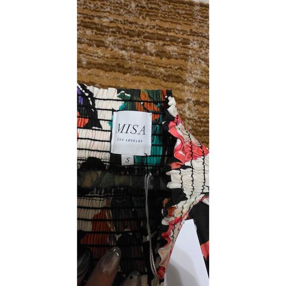 MISA Los Angeles Ruffle Floral High Low Skirt Stretch Cotton Size S - Picture 5 of 5